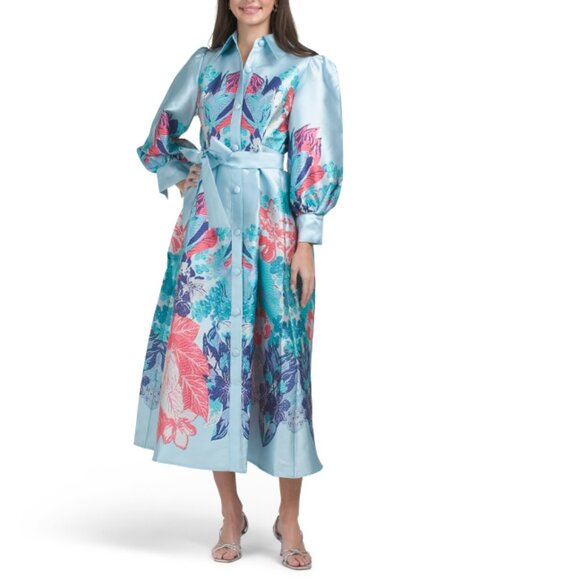 NANCY YANG BLUE MULTI Garden Print Maxi Dress - Picture 1 of 2